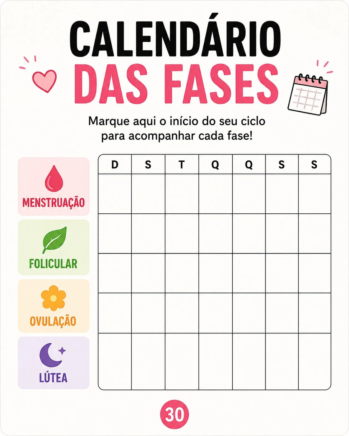 Calendário das fases