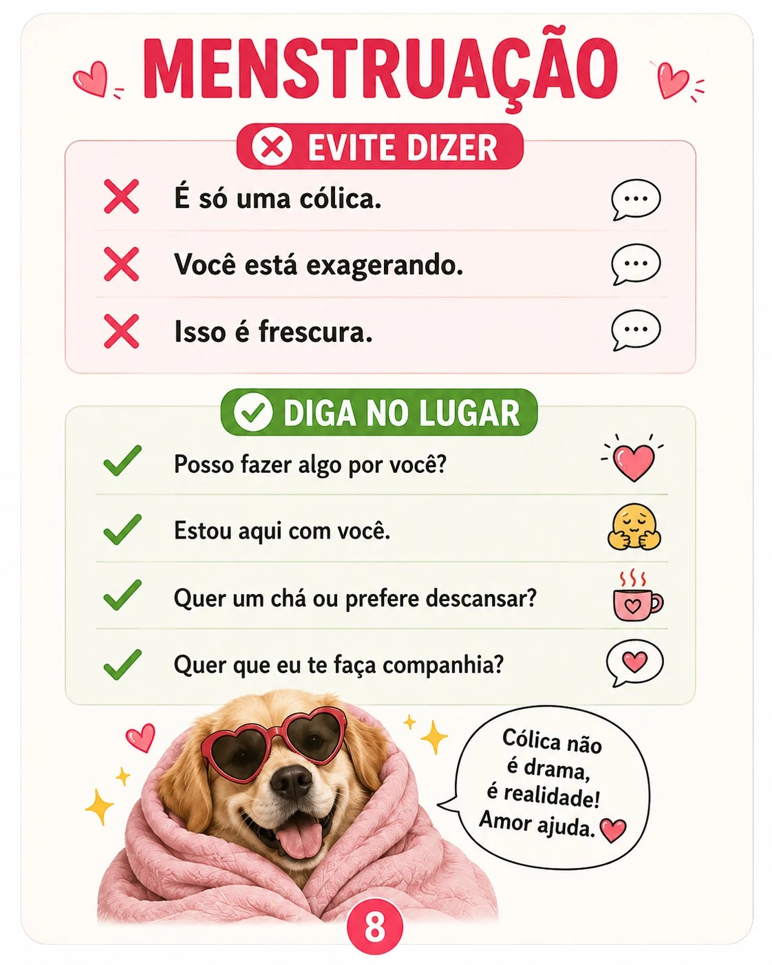 Página do PDF com frases para evitar